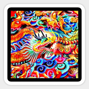 The asian dragons in color Sticker